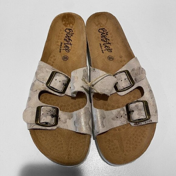 NEW BioStep Gray Leather Comfort Sandals 8.5 - Picture 6 of 11